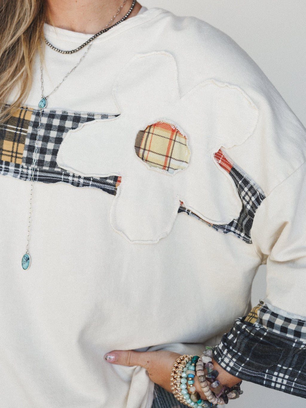 Wild Iris Patchwork Top - Natural
