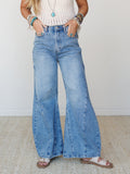 In Love with Penny Wide Leg Barrel Jeans - Blue
