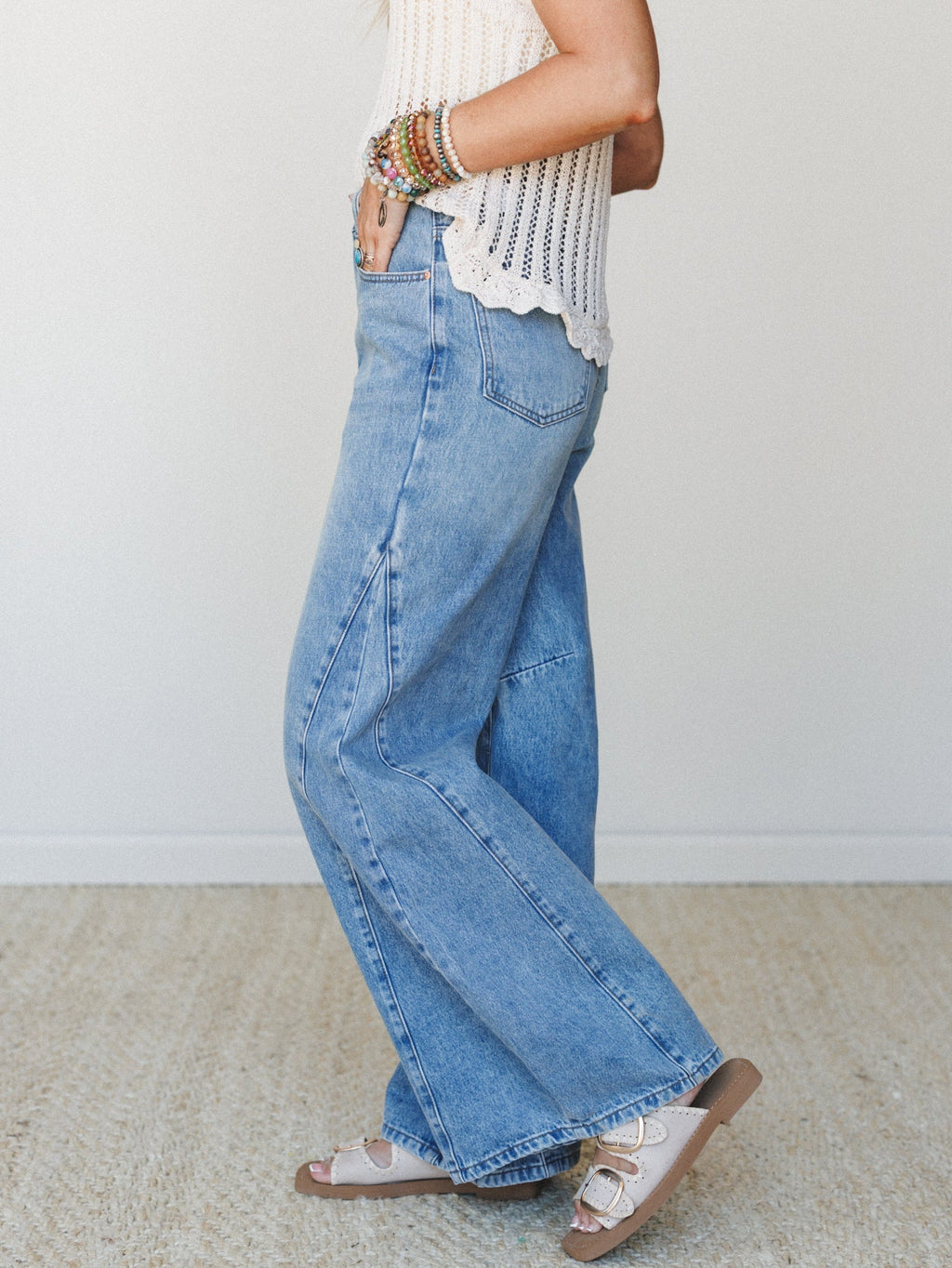 In Love with Penny Wide Leg Barrel Jeans - Blue
