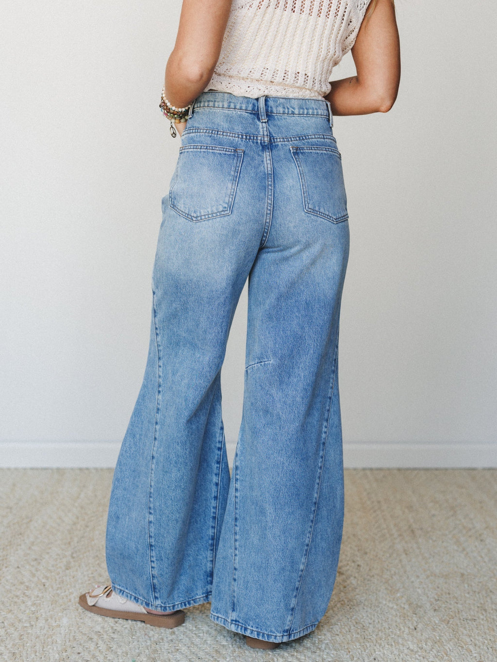 In Love with Penny Wide Leg Barrel Jeans - Blue