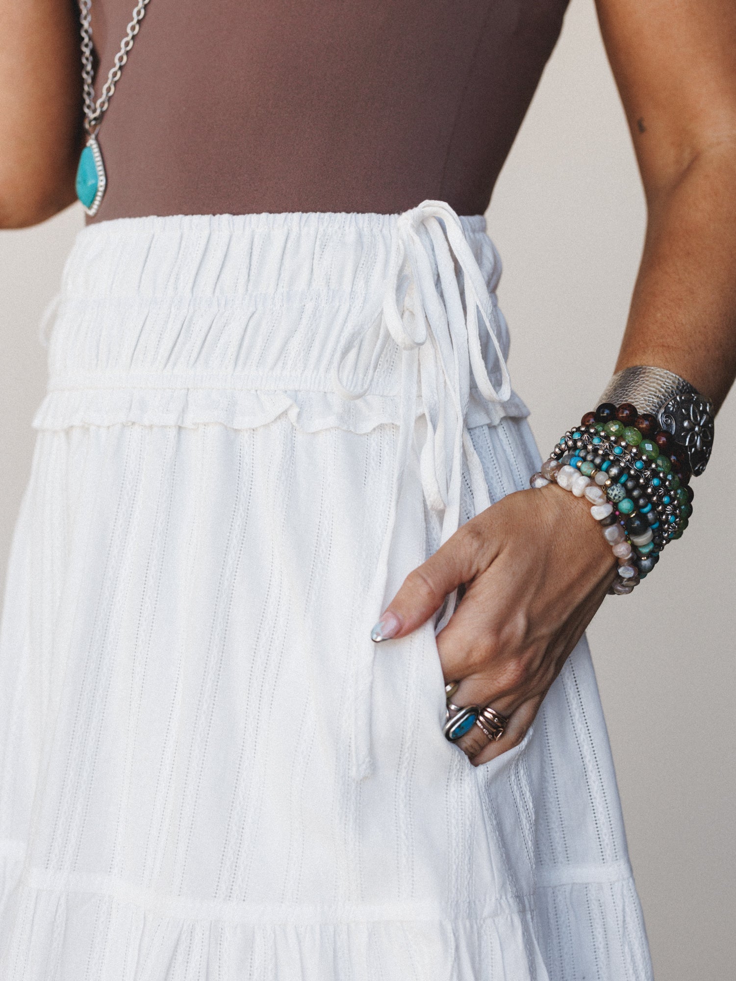 Hillside Meadows Maxi Skirt - Off White