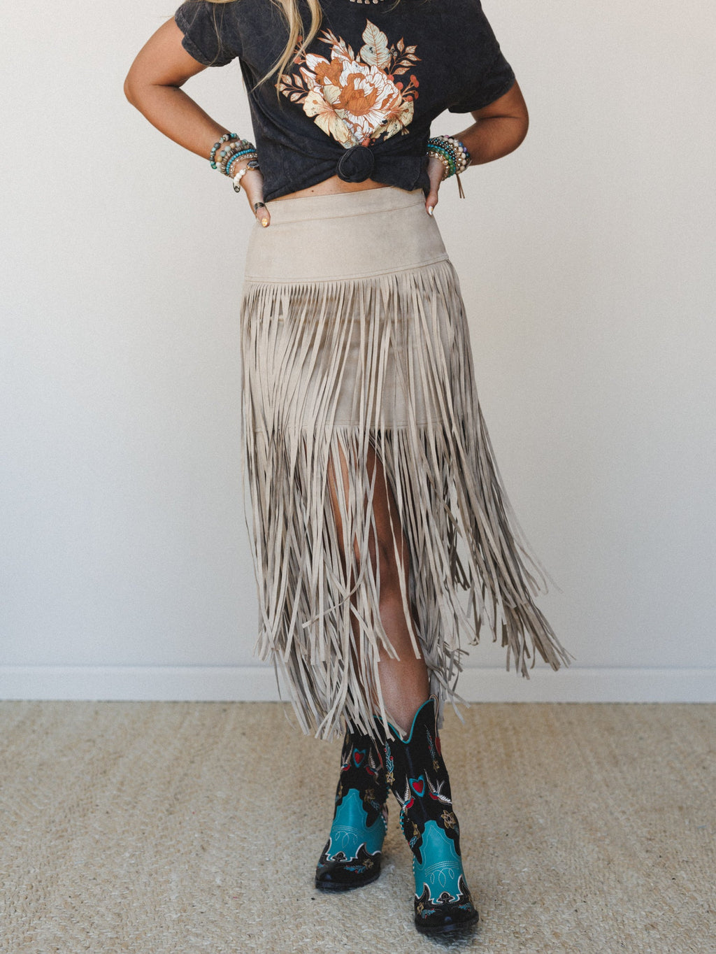 Swayed West Fringe Skirt - Dove