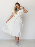 Thrills and Frills Ruffle Maxi Dress - Ivory