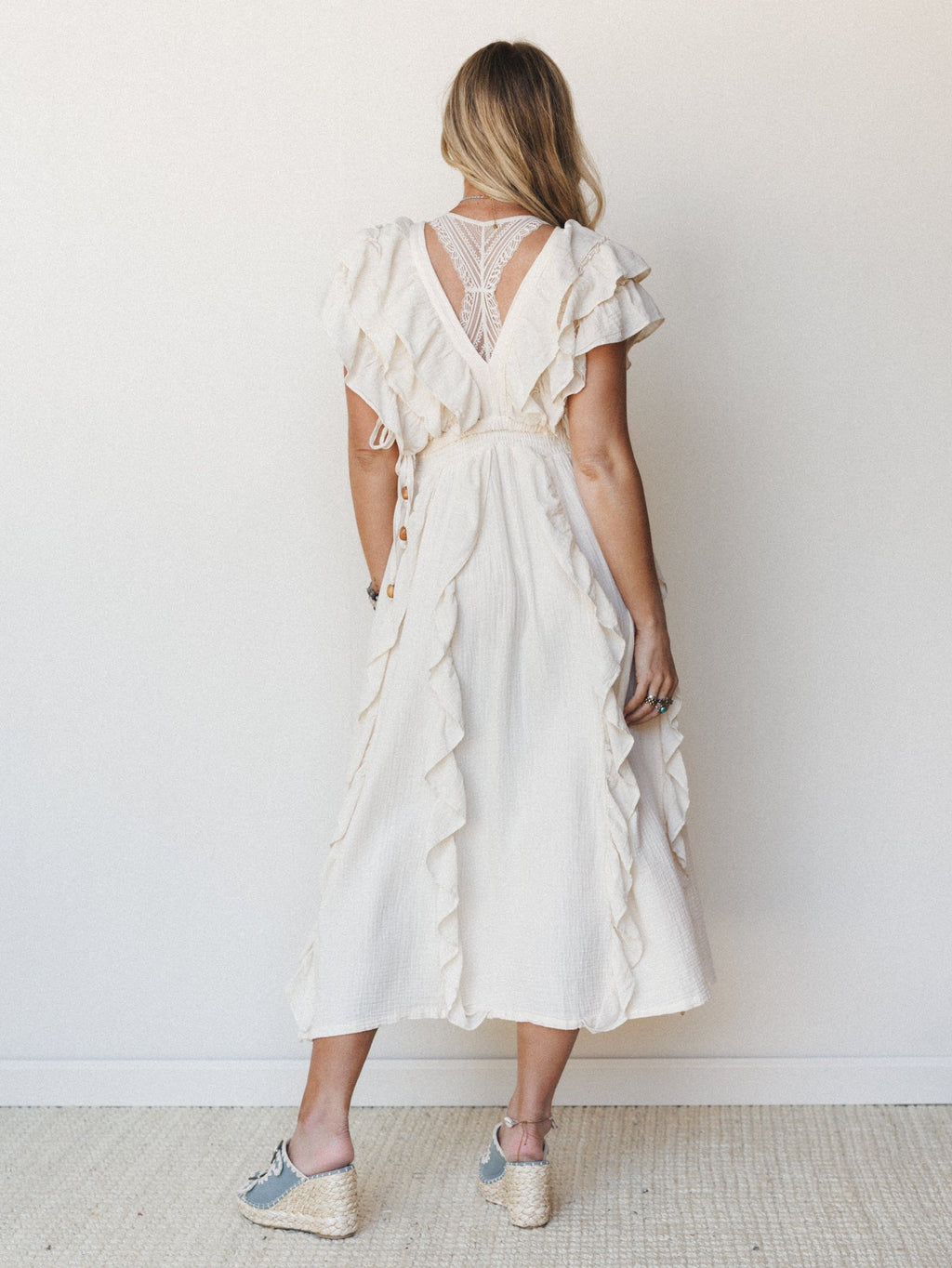 Thrills and Frills Ruffle Maxi Dress - Ivory