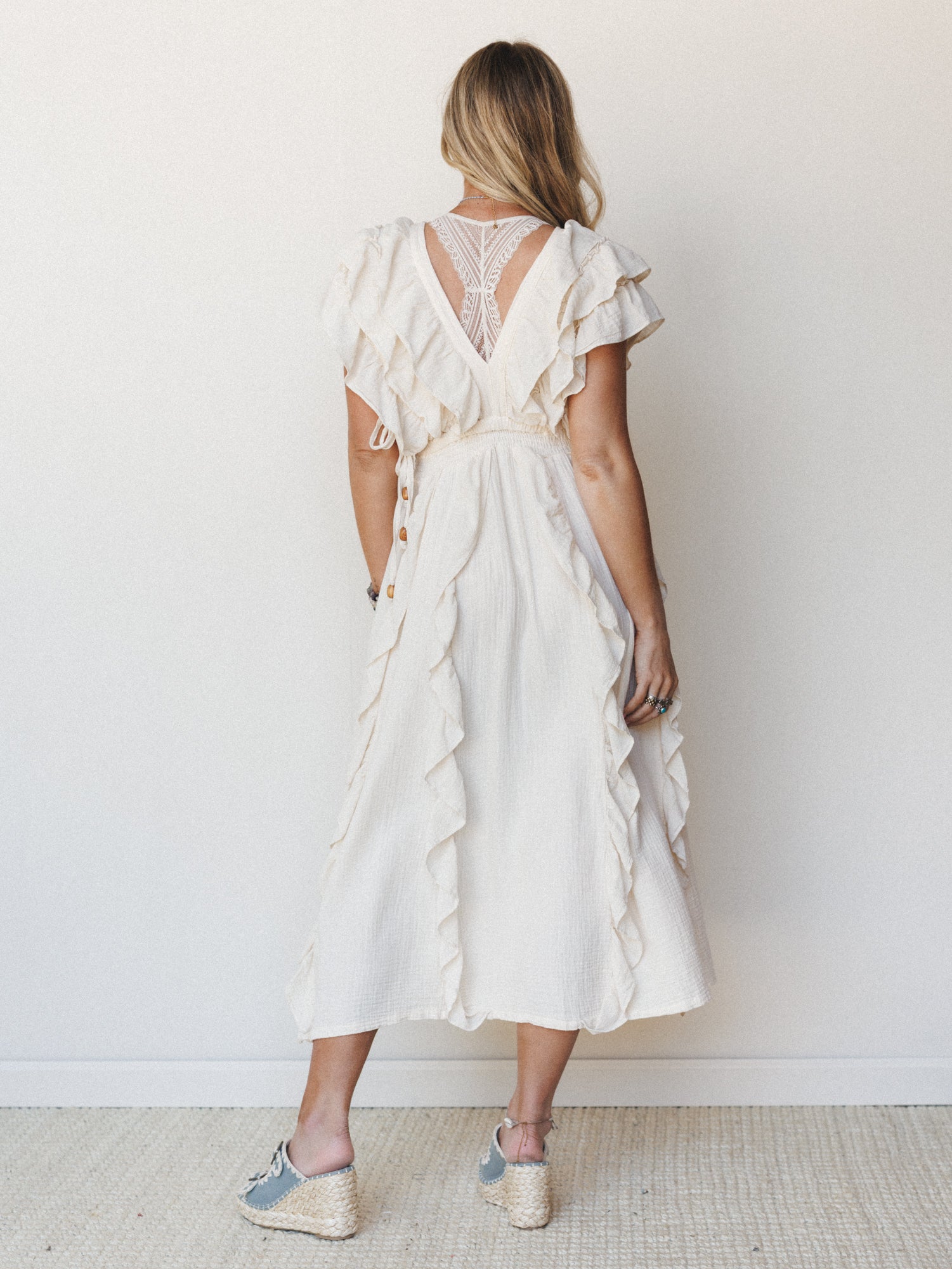 Thrills and Frills Ruffle Maxi Dress - Ivory