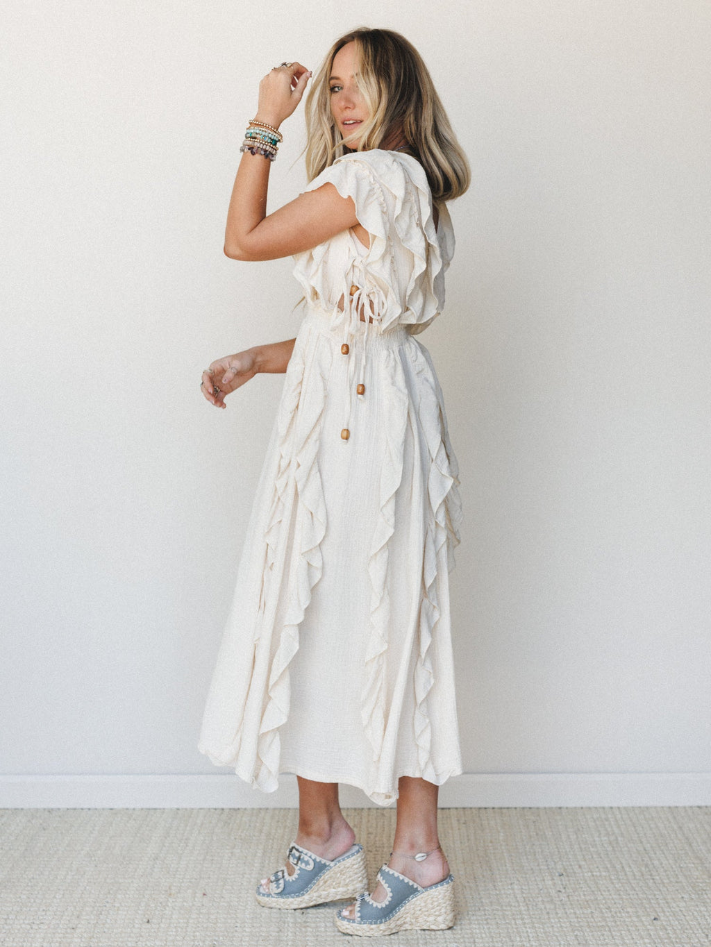 Thrills and Frills Ruffle Maxi Dress - Ivory