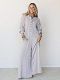 The Nest Daphne Textured Long Sleeve Jumpsuit - Oat
