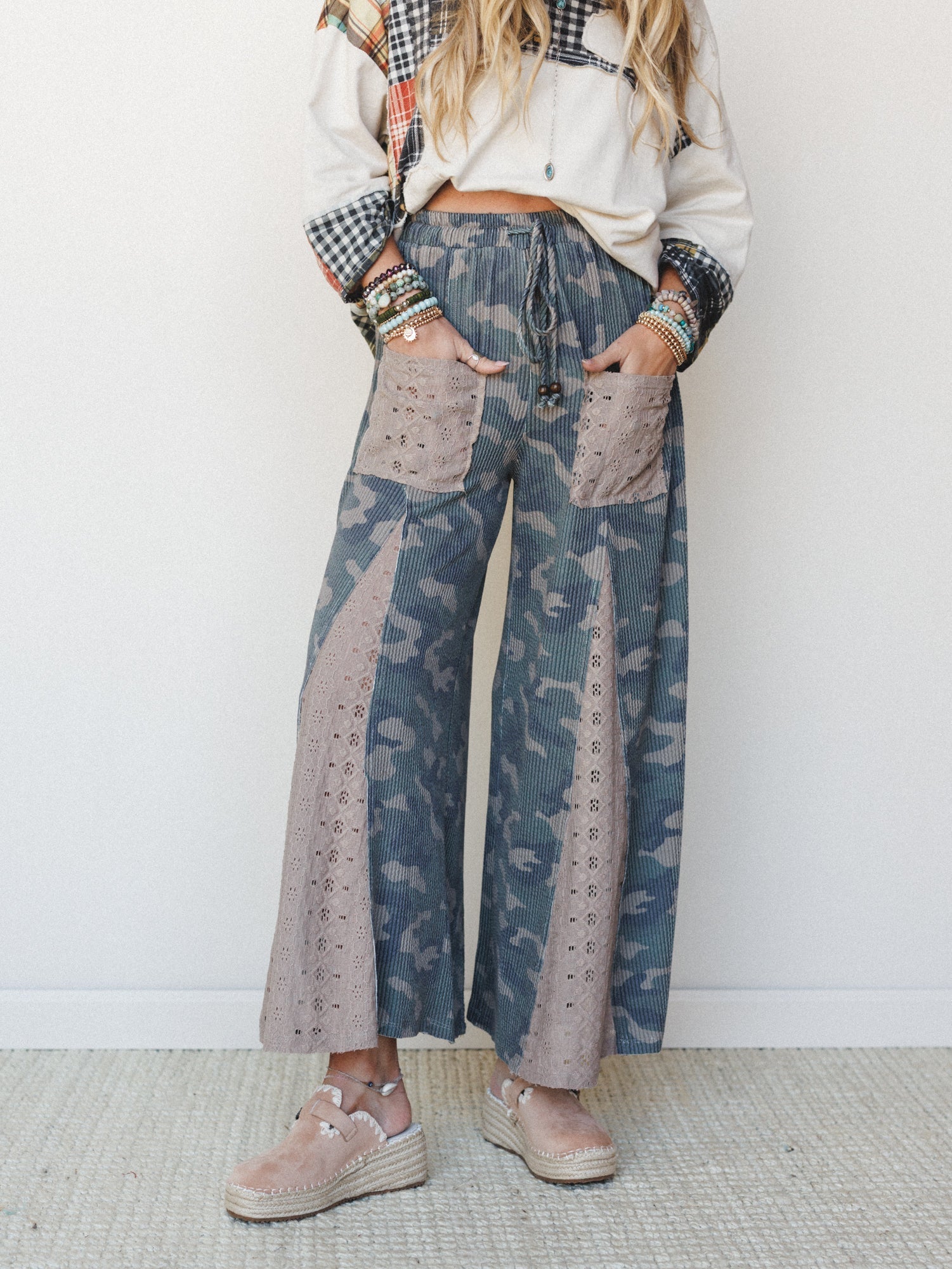 The Nest Let's Party Wide Leg Pants - Army