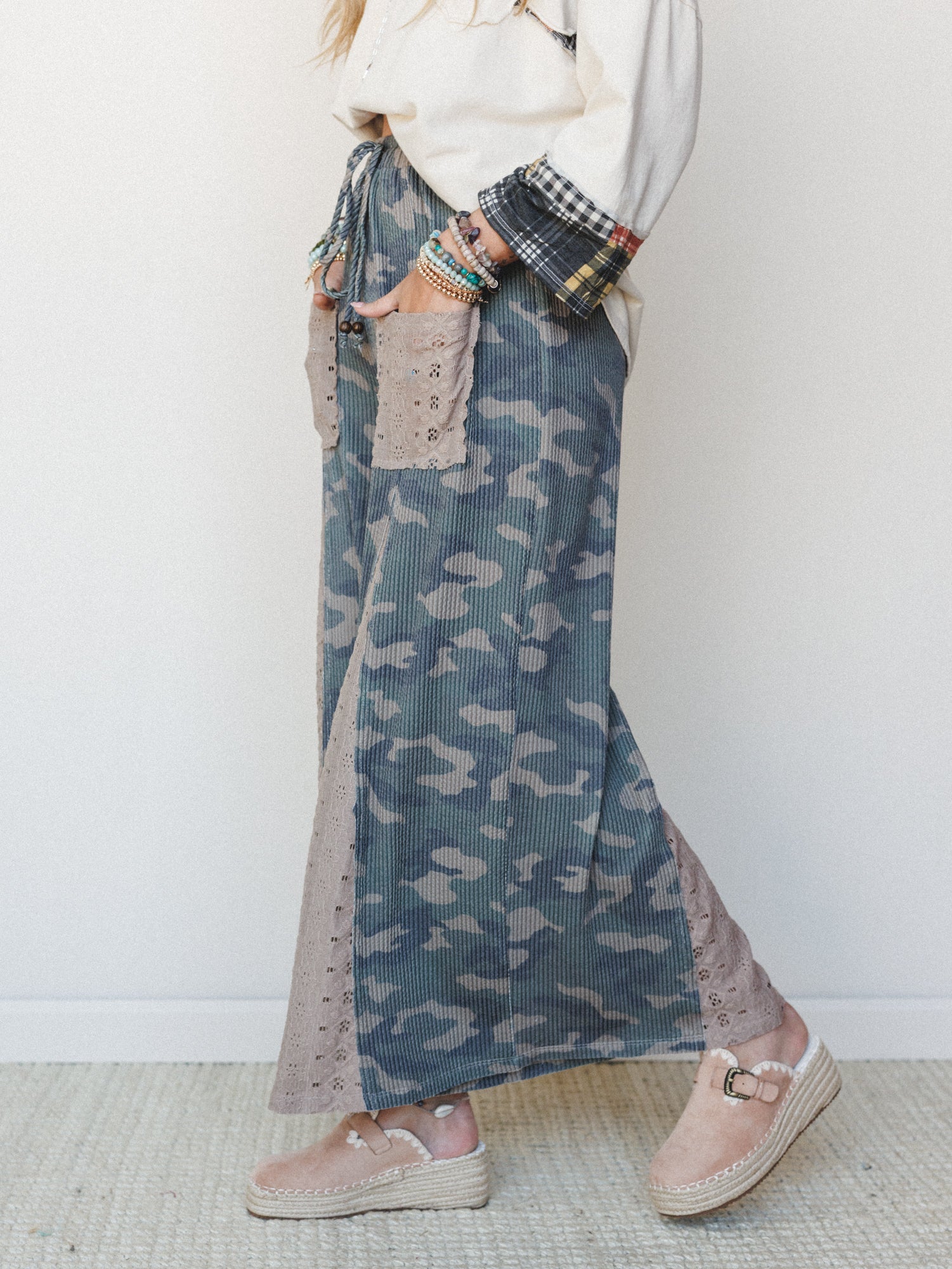 The Nest Let's Party Wide Leg Pants - Army