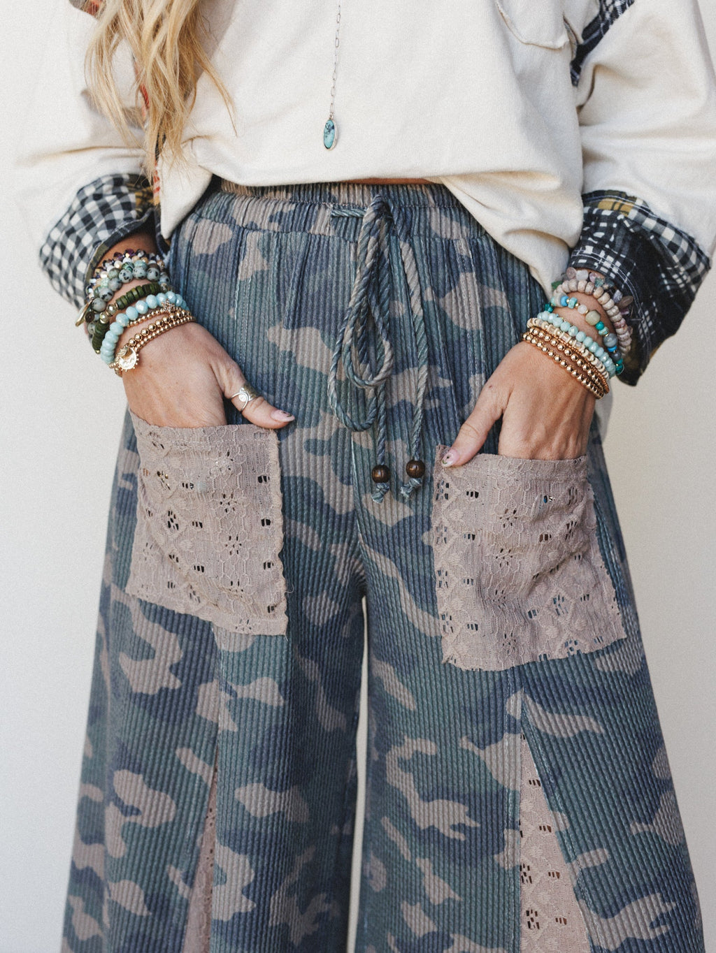 The Nest Let's Party Wide Leg Pants - Army