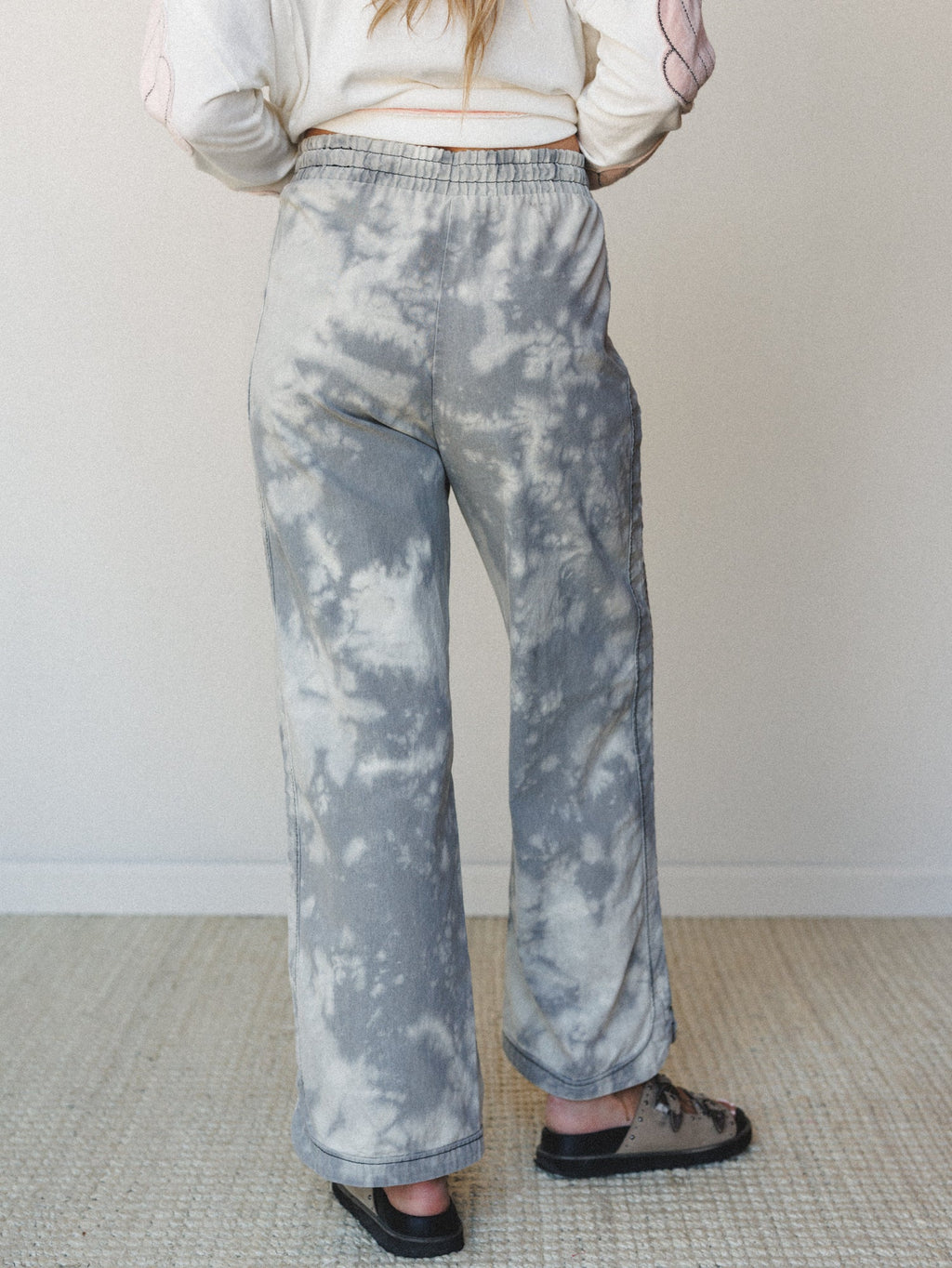 The Nest So Comfy Wide Leg Denim Pant - Bleach Dye Grey