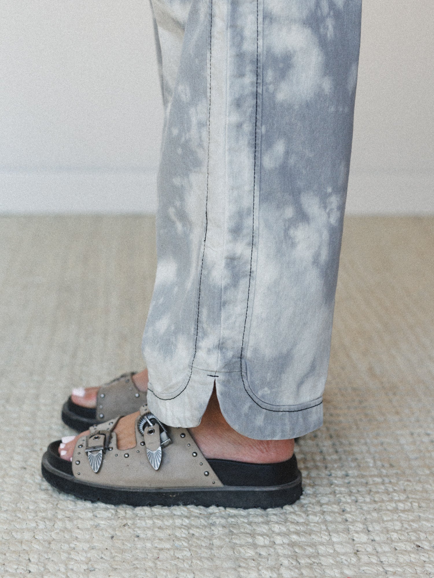 The Nest So Comfy Wide Leg Denim Pant - Bleach Dye Grey