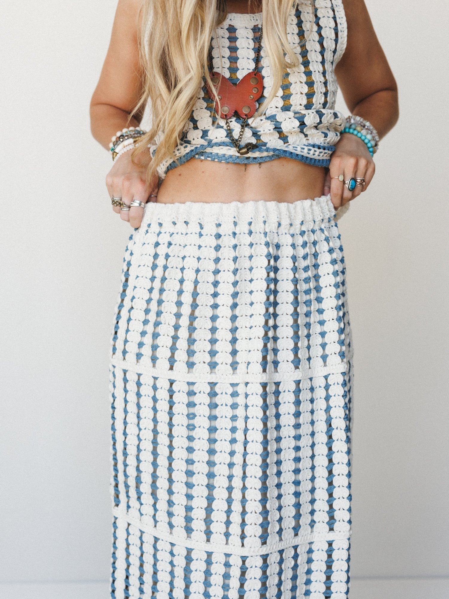 Knit Together Skirt Set - Blue