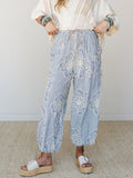 Sunlit Dream Embroidered Pants - Blue