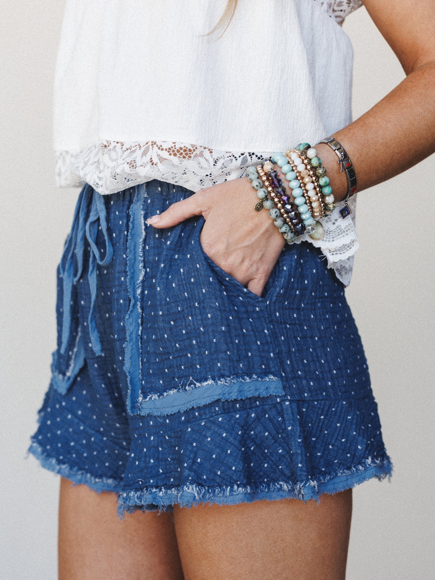 Tide & Tulip Polka Dot Shorts - Navy