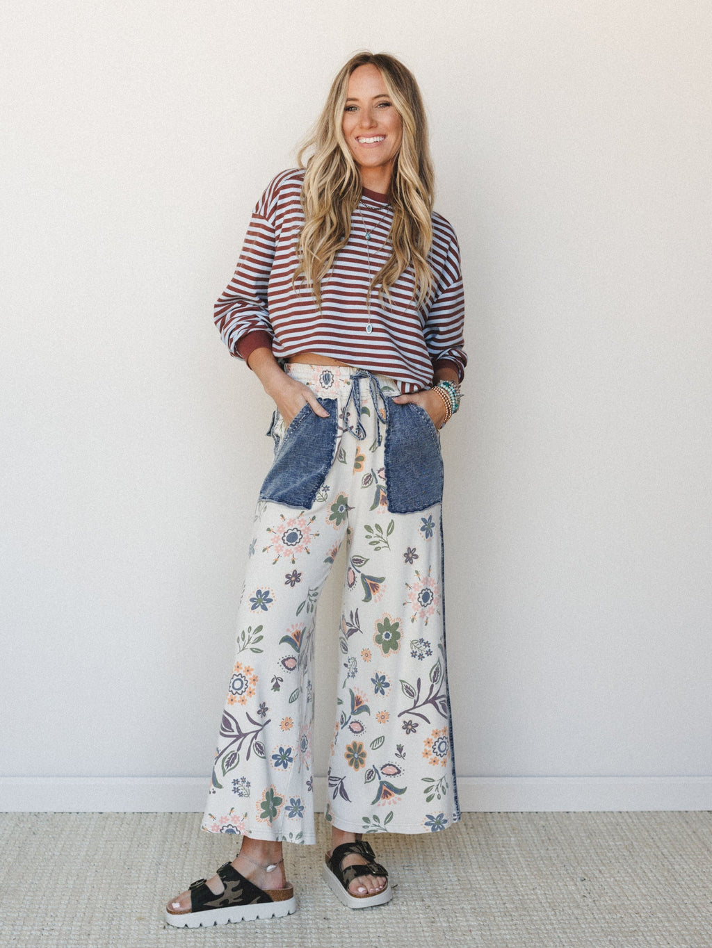 Fable Floral Pants - Ecru