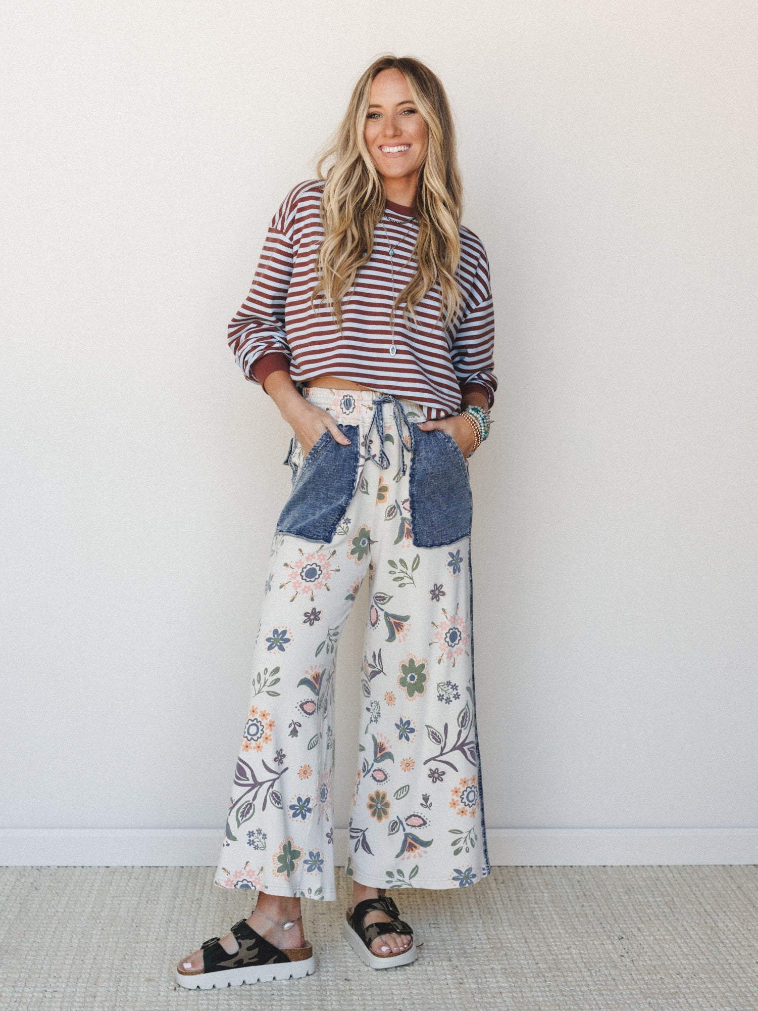 Fable Floral Pants - Ecru