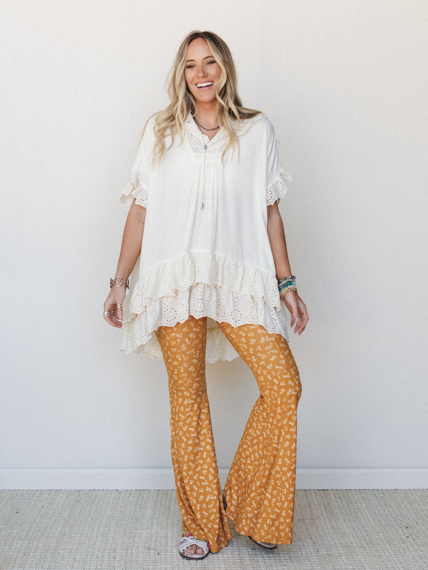 The Nest Wildflower Bloom Flare Pant - Mustard