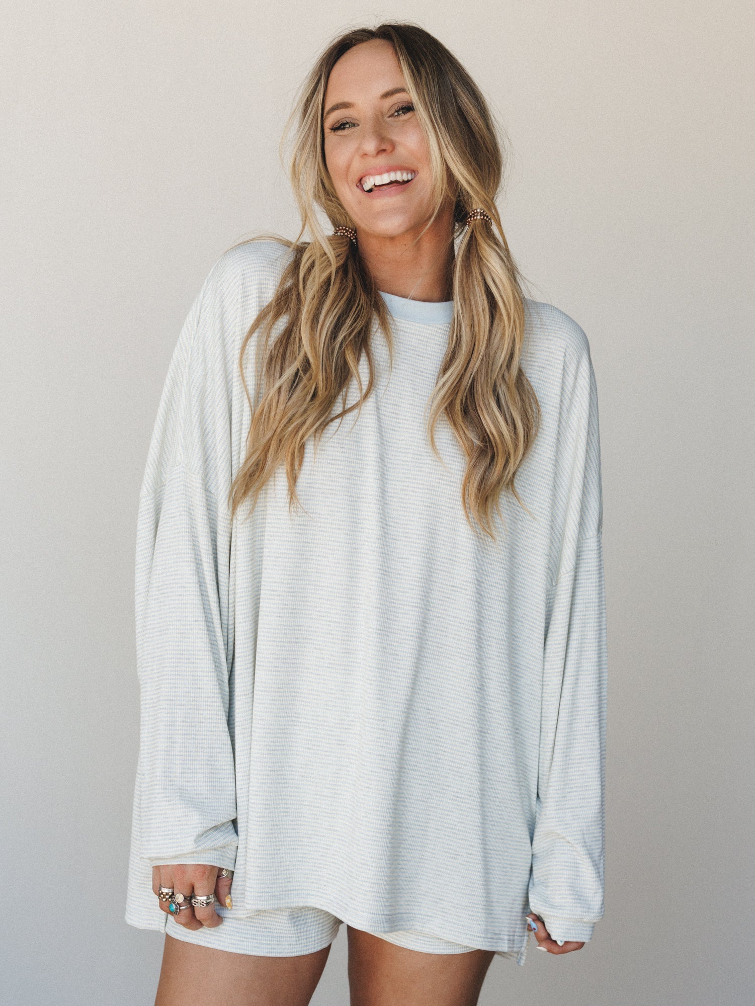 Golden Drift Long Sleeve Tee - Baby Blue