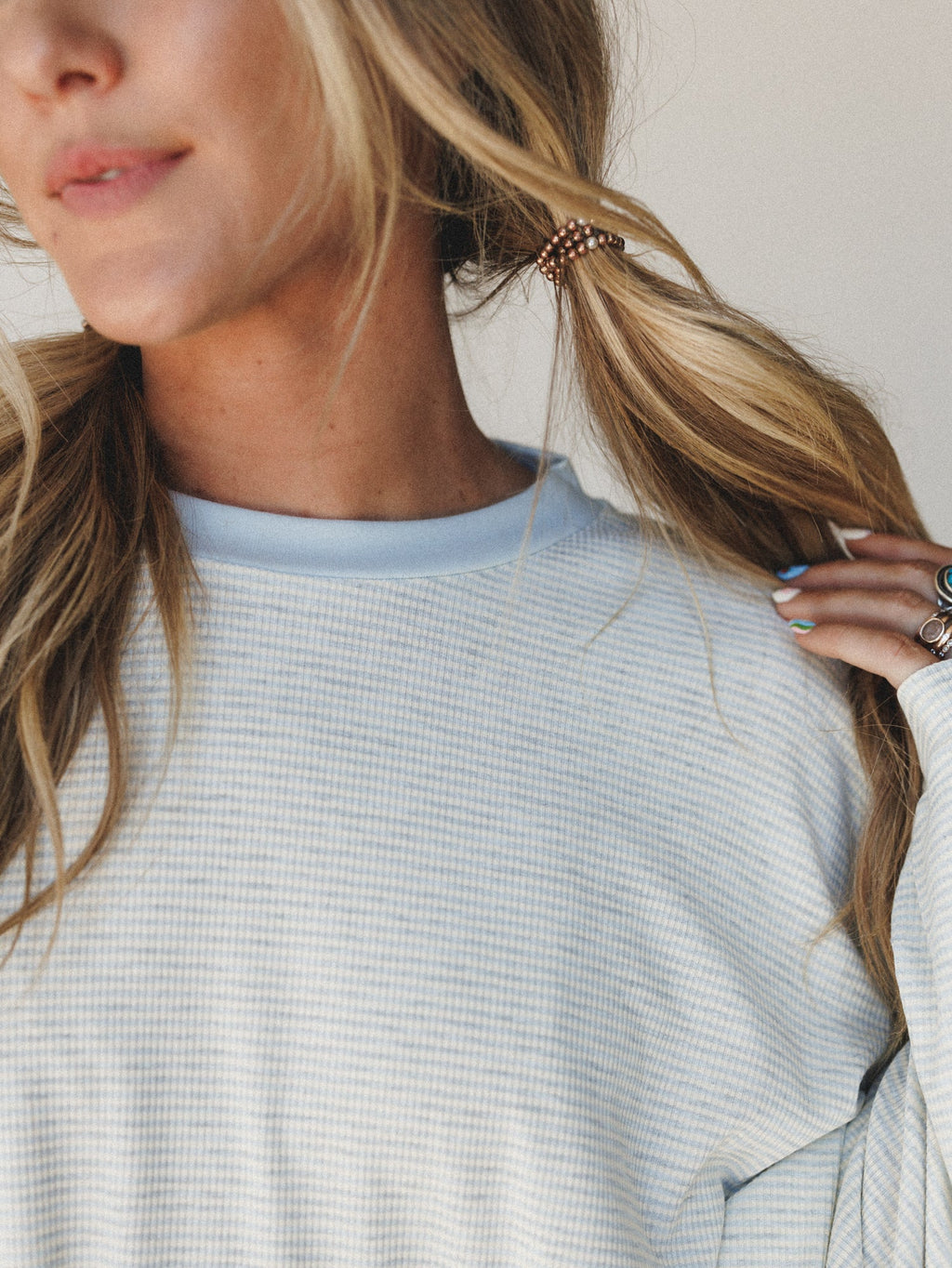 Golden Drift Long Sleeve Tee - Baby Blue