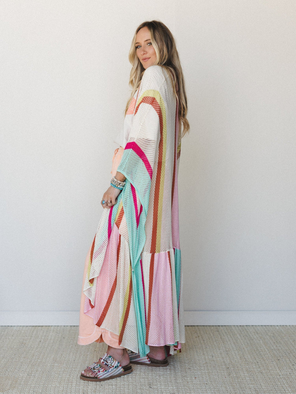 Color Rays Kimono - Cream Multi