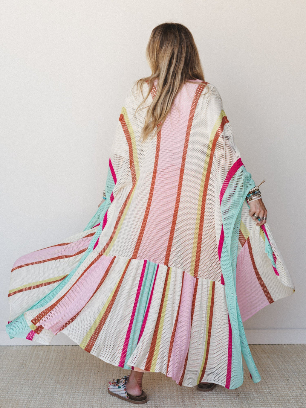 Color Rays Kimono - Cream Multi