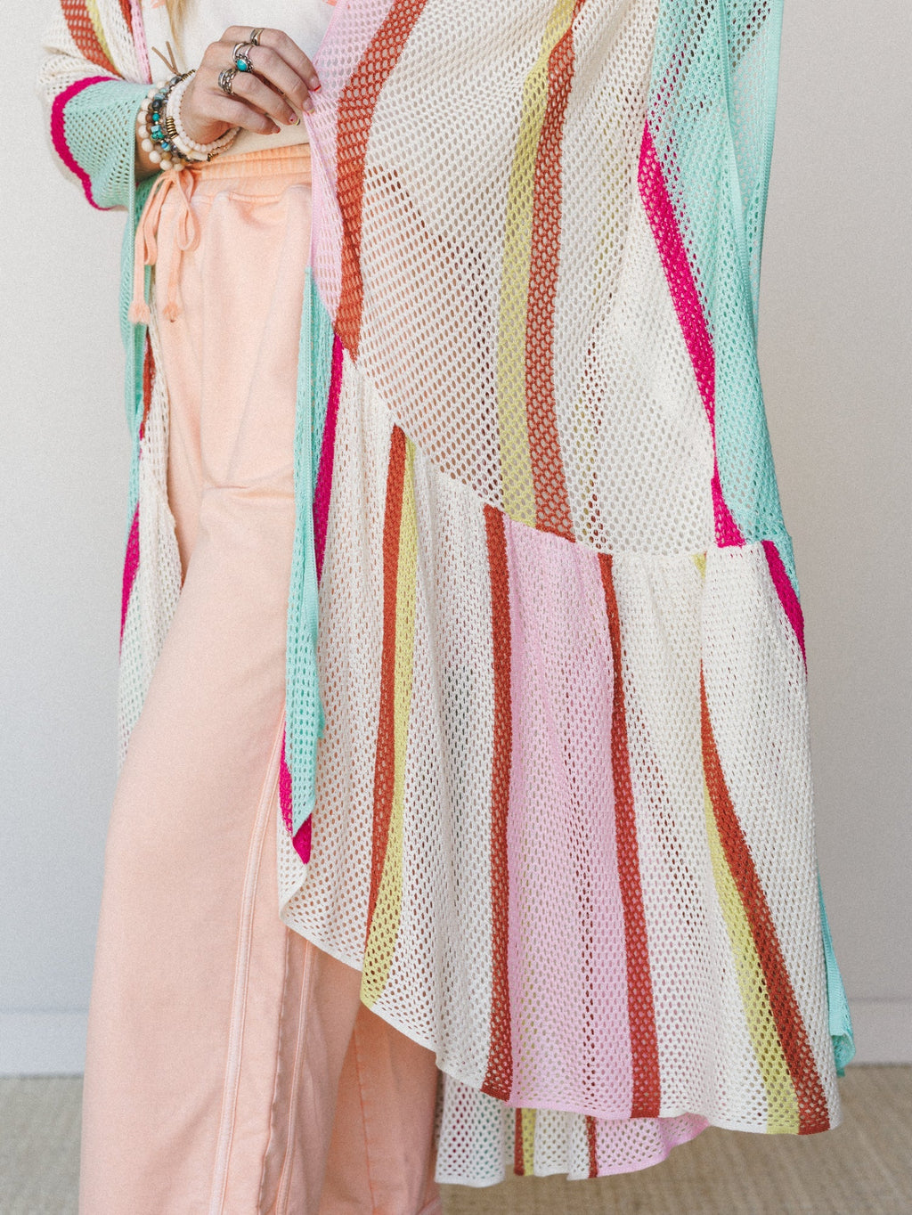 Color Rays Kimono - Cream Multi