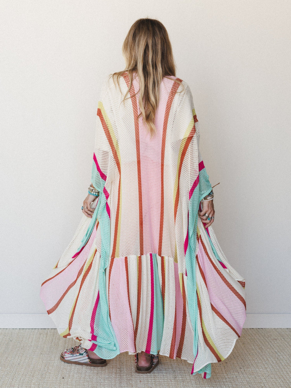 Color Rays Kimono - Cream Multi