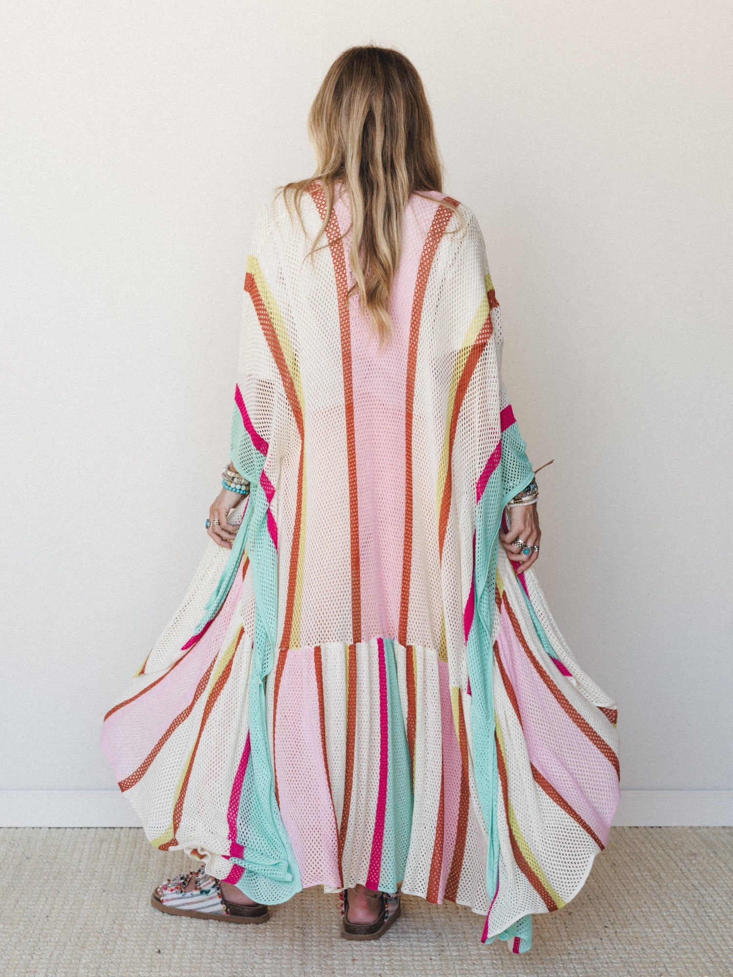 Color Rays Kimono - Cream Multi