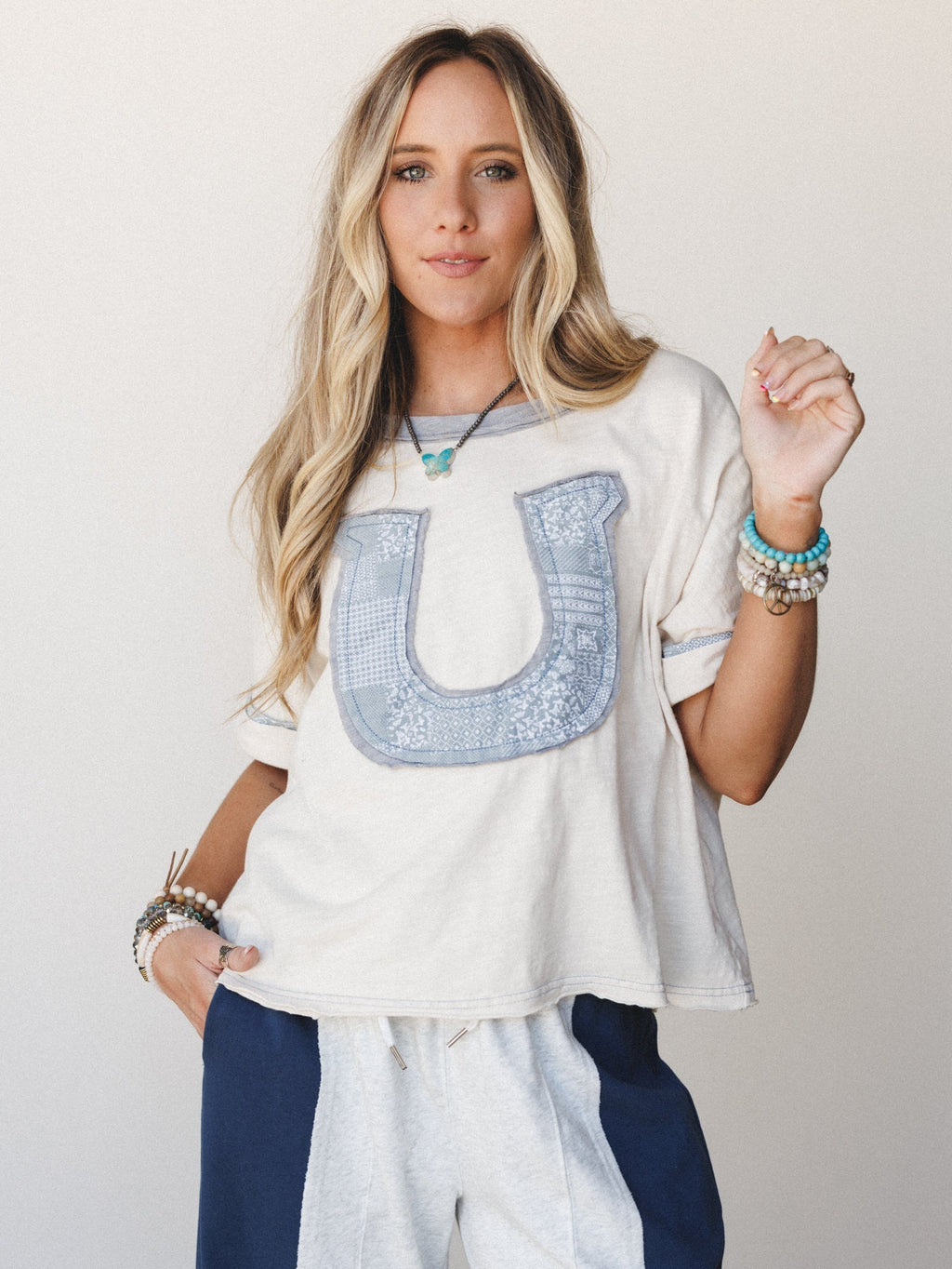 Lucky Horses Tee - Blue