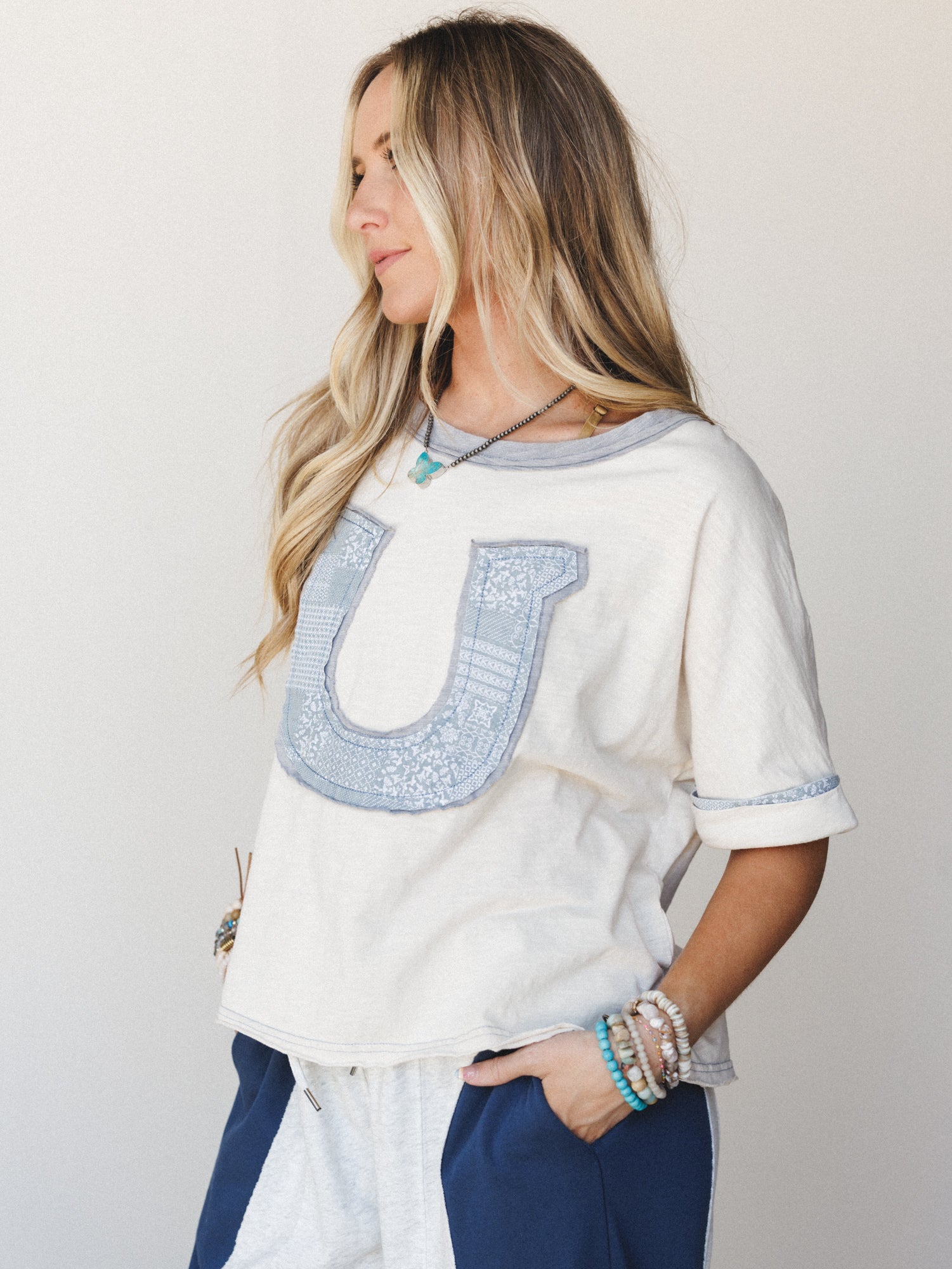 Lucky Horses Tee - Blue