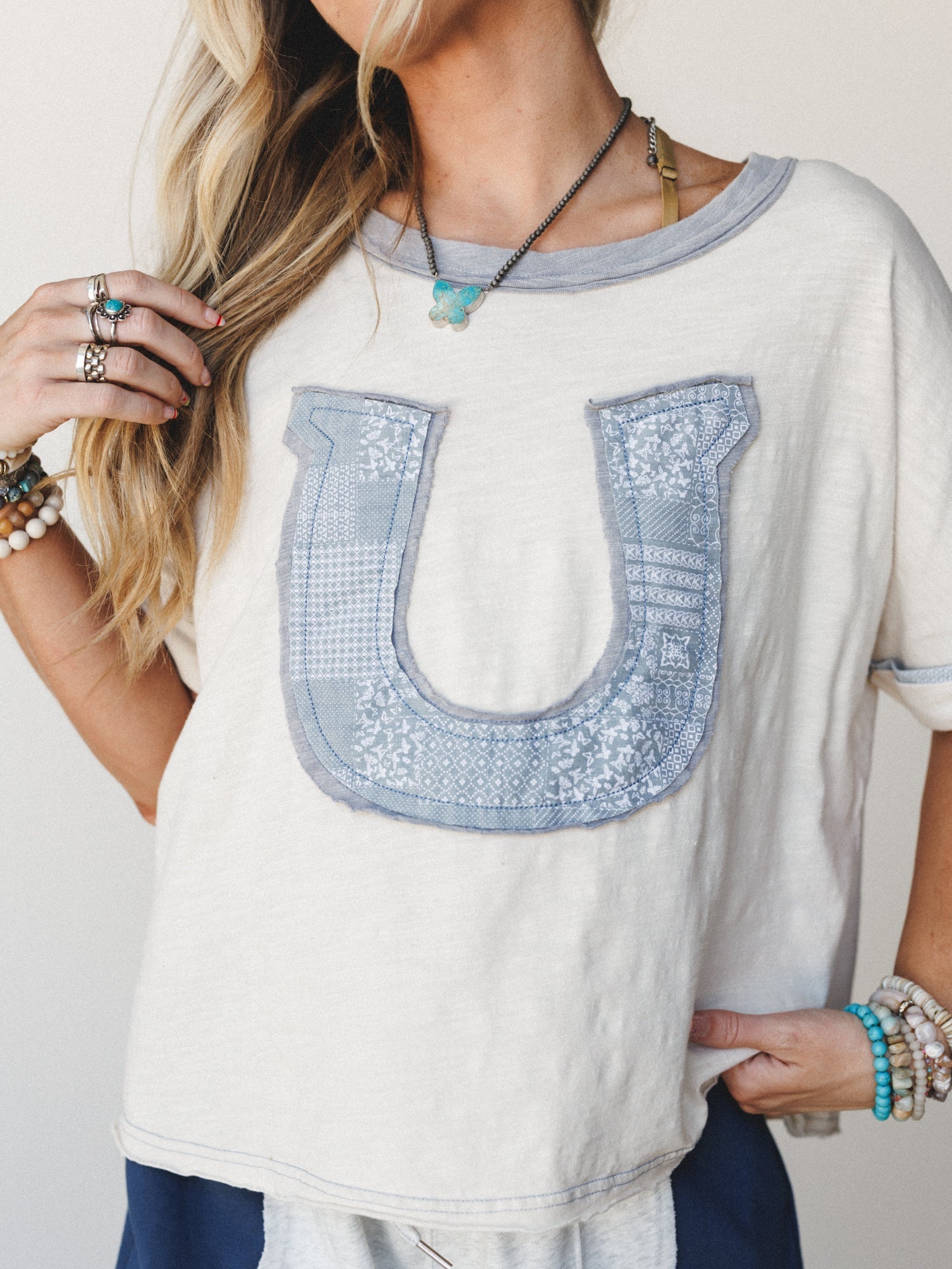 Lucky Horses Tee - Blue